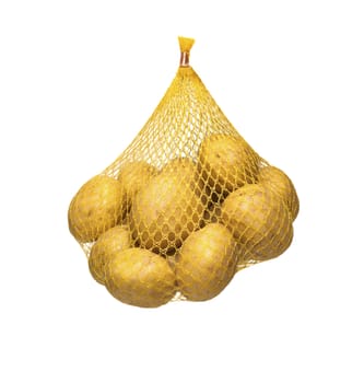 Potatoes fresh in the package isolated on white background