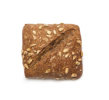 Ciabatta, Italian bread is studded with seeds, isolated on a white background