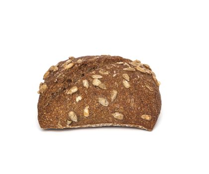 Ciabatta, Italian bread is studded with seeds, isolated on a white background