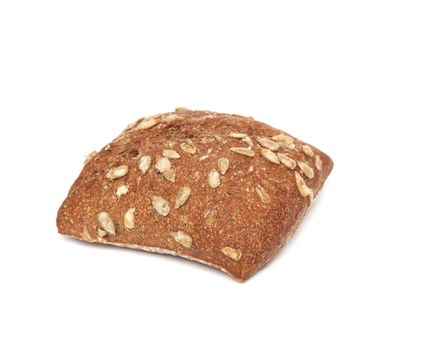 Ciabatta, Italian bread is studded with seeds, isolated on a white background