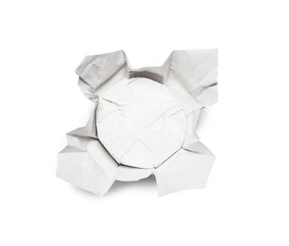 Unpacked traditional fresh Camembert cheese natural isolated on white background