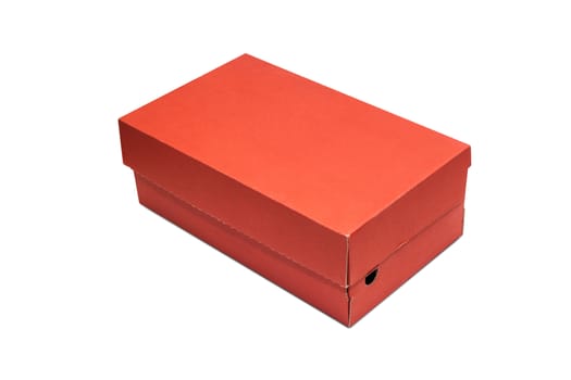 Empty Red Cardboard box with opened lid isolated on white background. With clipping path.