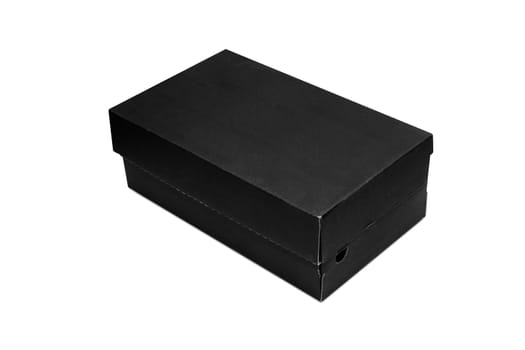 Empty Black Cardboard box with opened lid isolated on white background. With clipping path.