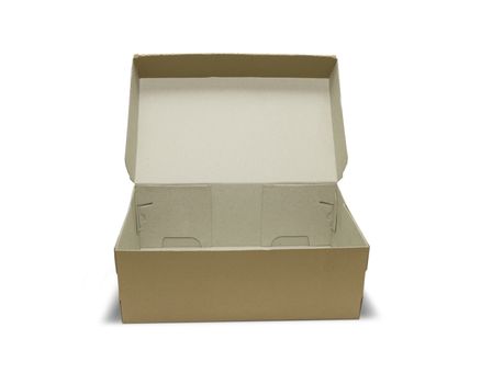 Empty brown Cardboard box with opened lid isolated on white background. With clipping path.