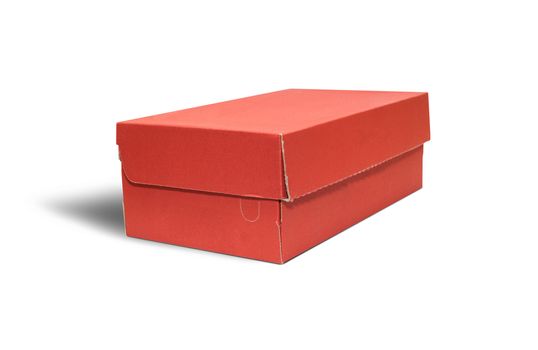 Empty Red Cardboard box with opened lid isolated on white background. With clipping path.