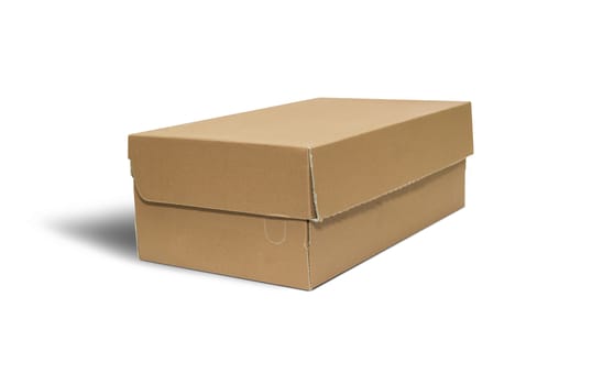 Empty brown Cardboard box with opened lid isolated on white background. With clipping path.
