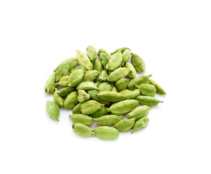 Cardamon pods spices isolated on white background