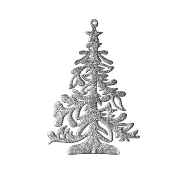 Silver decoration Christmas New Year Beautiful Pine, spruce, isolated on white background.