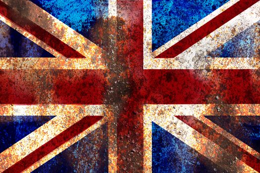 Grunge England flag on rusty metal background texture