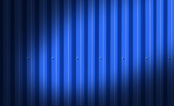 Fence made of metal panels a blue color outdoors