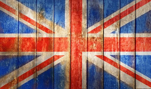 Grunge UK flag on a wood surface