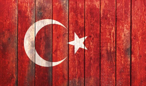 Grunge Turkish flag on a wood surface