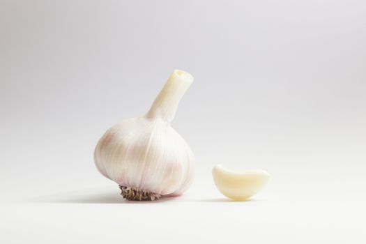 Garlic. Bulbs and cloves isolated on white background.