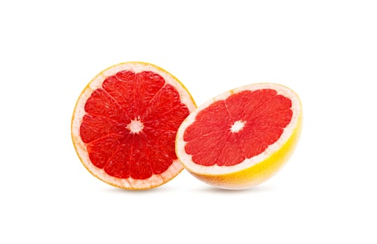 Grapefruit fresh fruit two slices. Isolated on white background
