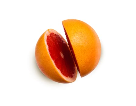 Grapefruit fresh fruit two slices. Isolated on white background