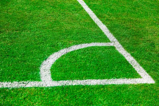 White line Corner of the artificial grass soccer field