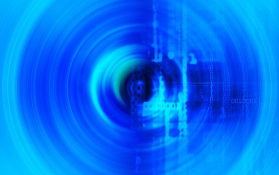 Digital binary data and electronic circuit board. Cyber security concept background.