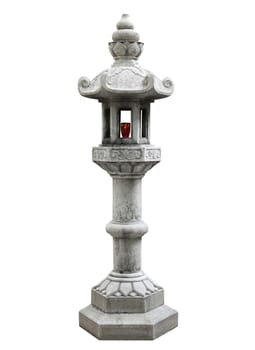 Stone buddhist lamp isolated over white background