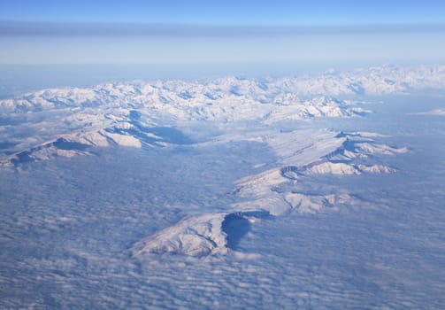 Mountain in Middle East, view from airplane