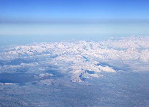 Mountain in Middle East, view from airplane