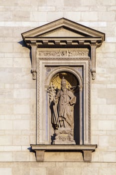 Statue in a niche of St. Stephen's Basilica in Budapest, Hungary