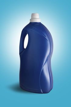 Blue plastic bottle on white background. With clipping path