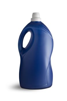 Blue plastic bottle on white background. With clipping path