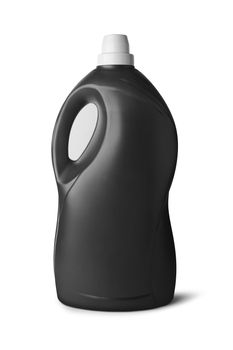 Black plastic bottle on white background. With clipping path