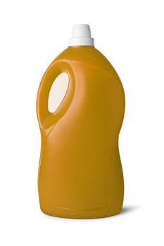 Yellow plastic bottle on white background. With clipping path