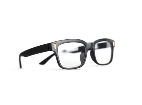 Black Eye Glasses Isolated on White background. Blurred concept
