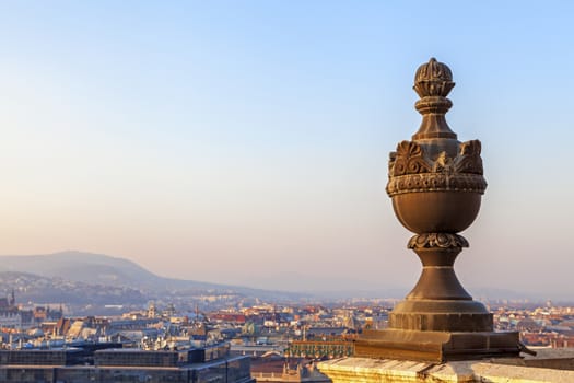 View of Budapest from St. Stephen Basilica in the sunset