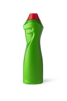Plastic bottle. Green color isolated on white background. With clipping path