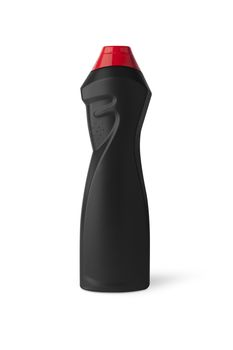 Plastic bottle. Black color isolated on white background. With clipping path
