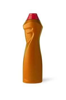 Plastic bottle. Orange color isolated on white background. With clipping path
