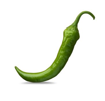 Green pepper isolated on white background. With clipping path
