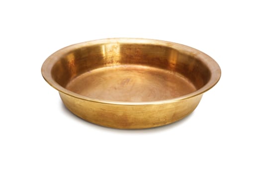 Empty copper tray on a white background. With clipping path