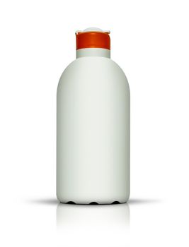 White bottle of sunscreen. On a white background. Clipping Path