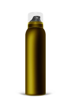 Brown blank aluminum spray can isolated on white background. The black template bottle spray for design. With clipping path.