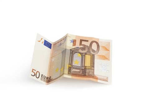Euro money banknotes isolated on white background.