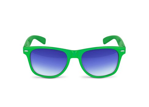 Green sun glasses isolated over the white background. With clipping path