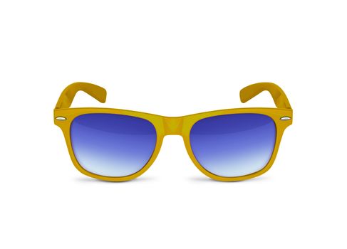 Yellow sun glasses isolated over the white background. With clipping path