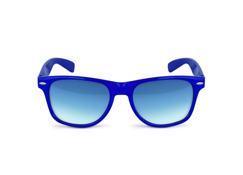 Blue sun glasses isolated over the white background. With clipping path