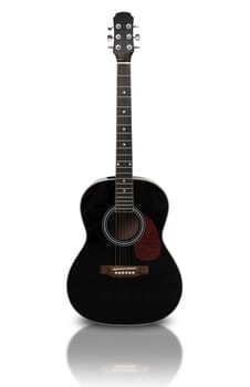 Acoustic guitar is isolated on the white background. With clipping path