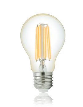 LED filament light bulb (E27). With clipping path