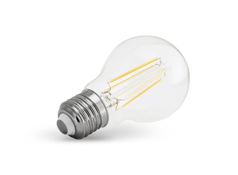LED filament light bulb (E27). With clipping path