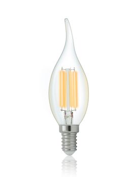 LED filament light bulb (E27). With clipping path