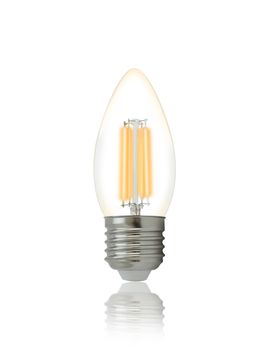 LED filament light bulb (E27). With clipping path