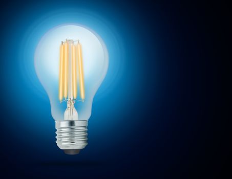 LED filament light bulb, Cool White 6000K (E27).