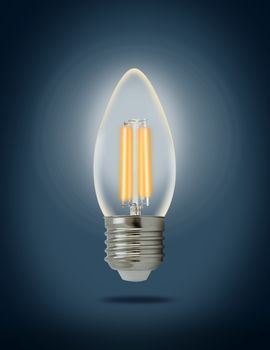 LED filament light bulb (E27). With clipping path