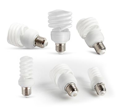 Set Energy saving light bulb on a white background isolated.